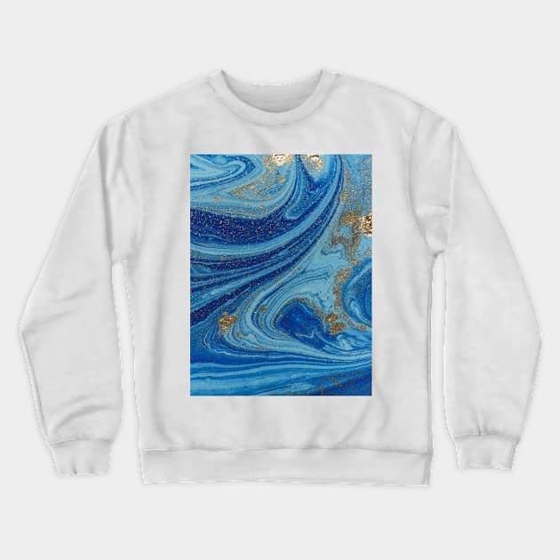 Navy Blue Watercolor Gold Art Crewneck Sweatshirt by NewburyBoutique